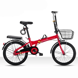 Aoyo Bike Aoyo Folding Bicycle Youth Ultralight Variable Speed Mountain Bike Portable And Lightweight 20 Inch High Carbon Steel Bicycle(Color:Single speed-Red)