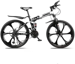 Aoyo Bike Aoyo Lightweight Aluminum Frame Mountain Bike Folding Bikes, 26In 21-Speed Double Disc Brake Full Suspension Anti-Slip, Suspension Fork,