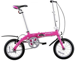 Aoyo Bike Aoyo Unisex Folding Bike, 14 Inch Mini Single-Speed Urban Commuter Bicycle, Foldable Compact Bicycle With Front And Rear Fenders, (Color : Pink)
