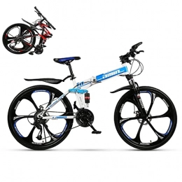 BaiHogi Bike BaiHogi Professional Racing Bike, Folding Mountain Bike, Full Suspension MTB, Folding Outroad Bicycles, Folded Within 10 Seconds, 21 * 24 * 27 * 30-Speed, 24 26-inch Wheels Outdoor Bicycle