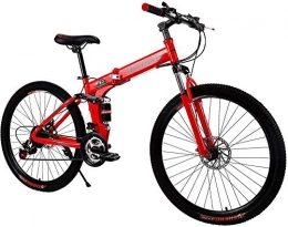 SYCY Folding Bike Becoler 26 inch Full Suspension Mountain Bike Folding Bike 21 Speed Variable Speed Double Disc Non-Slip Bike-Red