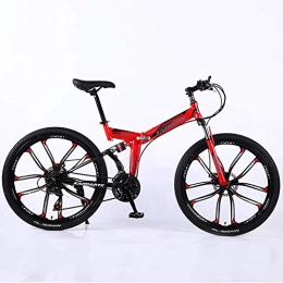 WEHOLY Folding Bike Bicycle 21 Speed High Carbon Steel Foldable Mountain Bike with Disc Brakes and Suspension Fork Frame Shock Absorption Sports Leisure Men and Women