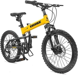 NOLOGO Bike Bicycle Kids Folding Mountain Bike, 20 Inch 6 Speed Disc Brake Light Weight Folding Bikes, Aluminum Alloy Frame Foldable Bicycle, Yellow (Color : Yellow)