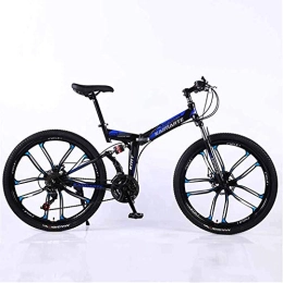 WEHOLY Folding Bike Bicycle Mountain Bike, 24 Speed Dual Suspension Folding Bike, with 24 Inch 10-Spoke Wheels and Double Disc Brake, for Men and Woman, Black, 24speed