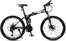 Generic Folding Bike Bicycle, Mountain Bike Child Bicycles 21 / 24 / 27 Speed Steel Frame 27.5 Inches 3-Spoke Wheels Dual Suspension Folding Bike, White, 27speed