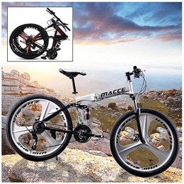 C αγάπη Ζ Folding Bike C αγάπη Ζ Foldable Mountain Bike MTB Bicycle 26 Inches 21 Speed Steel Frame Dual Disc Brake Folding Road Bike, for Man, Woman, City, Aerobic Exercise, Endurance Training / white