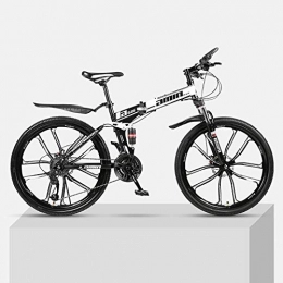 Chengke Yipin Folding Bike Chengke Yipin Mountain bike 26 inch one wheel foldable high carbon steel frame double disc brakes unisex student outdoor mountain bike-black_30 speed