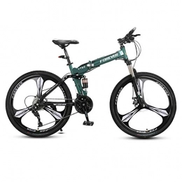 Chengke Yipin Folding Bike Chengke Yipin Mountain bike bicycle Foldable high carbon steel frame 26 inch One wheel Adult speed change bicycle Male and female students off-road bicycle-green_27 speed