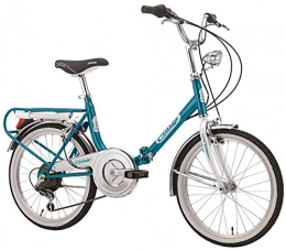 Cicli Cinzia Folding Bike Cinzia Firenze 20-Inch Folding Bicycle 6-Speed, blue-white