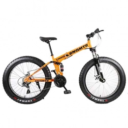 BLTR Folding Bike Convenient Adult Foldable Beach Snowmobile Mountain Fat Bike 24 / 26 Inch Wheel 27 Speed Sports Cycling Road Bicycle Men Frame Ride (Color : Orange, Size : 27 Speed)