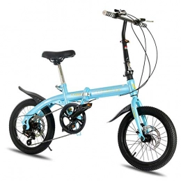 CYXYXXYX Folding Bike CYXYXXYX Cycling Folding Bikes for Unisex Women Teens, Bicycle Mens City Folding Pedals, Aluminum Alloy, Adjustable Handlebar & Seat, Disc Brake 125 * 97cm, Blue