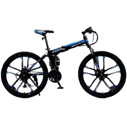 DADHI  DADHI 26 Inch Folding Mountain Bike, Steel Shifting Trail Bike, Easy Assembly, Suitable for Teens and Adults (black blue 33 speed)