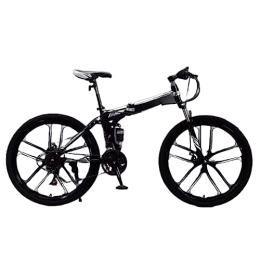 DADHI  DADHI 26 Inch Folding Mountain Bike, Steel Shifting Trail Bike, Easy Assembly, Suitable for Teens and Adults (black silver 30 speed)