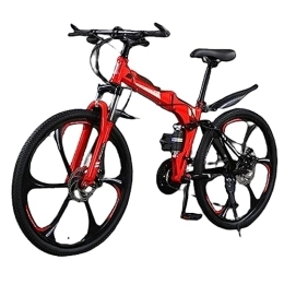 DADHI  DADHI Folding Mountain Bike, Variable Speed Outdoor Bike, Sensitive Mechanical Disc Brake, Easy Assembly, for Men / Women (red and black 27 speed)
