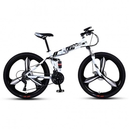 DGAGD Bike DGAGD 26 inch folding mountain bike double shock absorber racing off-road variable speed bicycle three-wheel-White black_21 speed