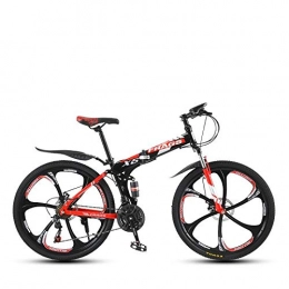 DGAGD Bike DGAGD Folding mountain bike 26 inch double shock-absorbing off-road / variable speed mountain bike six cutter wheels-Black red_21 speed