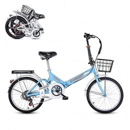 DGHJK Folding Bike DGHJK Folding Adult Bicycle, 20-inch 6-Speed Ultra-Light Portable Men's and Women's Bicycle, Adjustable Saddle / Handle Damping Spring, Commuting Bike