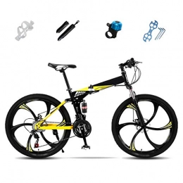 DGPOAD Folding Bike DGPOAD Mountain Bike Folding Bikes, 27-Speed Double Disc Brake Full Suspension Bicycle, 24 Inch, 26 Inch, Off-Road Variable Speed Bikes with Double Disc Brake / Yellow / 26