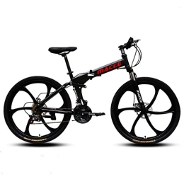 DULPLAY Bike DULPLAY Dual-suspension Adult Mountain Bike, Men's Disc Brake All Terrain Mountain Bicycle, Folding Mountain Bikes Black 24", 24-speed