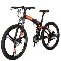 EUROBIKE Folding Bike Eurobike Folding Mountain Bike G7 Bicycle 27.5Inch Folding Bike Orange 3-Spoke Wheel