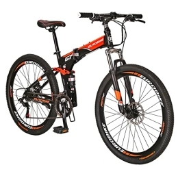 EUROBIKE Folding Bike Eurobike HY G7 Adult Folding Mountain Bike, Dual Suspension Mountain Bikes with 27.5 Inches 32-Spoke Wheel, 21 Speed Mens and Womens Foldable Mountain Bicycle BlackOrange