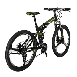 EUROBIKE Folding Bike Eurobike YH-G7 Folding Mountain Bike 27.5 Inch Wheels 21 Speed Full Suspension Dual Disc Brakes Foldable Frame Bicycle for Mens (3-Spoke Green)