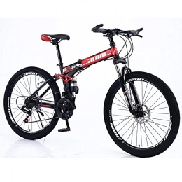 FEIFEImop Bike FEIFEImop Foldable Station Wagon 24 Speed Full Suspension Mountain Bike 15 Inches (about 69 Cm) Large Tire Disc Brake Unisex Style, Body 173 Cm, Easy To Carry, Red