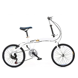 Fetcoi Bike Fetcoi 20 Inch Folding Bike Bikes 7 Speed Folding Bike Gear Shift Double V-Brake Quick Folding System Folding Bike up to 90KG White