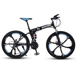 FGKLU Folding Bike FGKLU 26 inch Folding Mountain Bikes, Adults MTB Mountain Bike for Men Women, High Carbon Steel Bicycle with Double Disc Brakes and Full Suspension 21 / 24 / 27 Speed, 27 speed