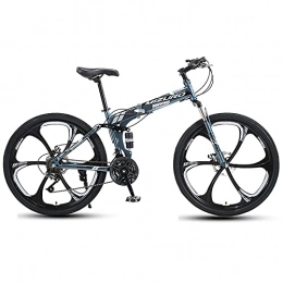 FGKLU Folding Bike FGKLU Adult Folding Mountain Bike, 26 Inches 6 Spoke 21 Speed Folding Mountain Bikes, High Carbon Steel Outdoor MTB Bicycle