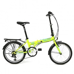 SYLTL Bike Foldable Bike 20in Unisex Shopper Portable High-Carbon Steel Folding Bike Variable Speed Student Folding City Bicycle, green