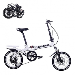  Folding Bike Folding Adult Bicycle 14-Inch Labor-Saving Shock-Absorbing Commuter Bicycle 6-Speed Variable Speed Quick Folding Adjustable Double Disc Brake 4 Colors, Safe And Comfort