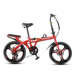 SYCHONG Bike Folding Bike 16Inch, Folding City Bike, Variable Speed, Hock Absorber, Disc Brake, Aluminum Alloy Wheel, Fully Assembled, Red