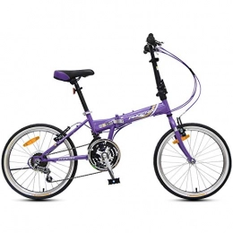 SYLTL Bike Folding Bike 20in Portable Variable Speed Adult Unisex Student Foldable Bike Mini Universal Wayfarer Folding City Bicycle, Purple