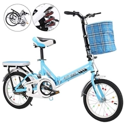 FXMJ Folding Bike Folding Bike for Adults Women Men, Rear Carry Rack, Front and Rear Fenders, Aluminum Easy Folding City Bicycle 20-inch Wheels, Blue