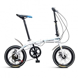 Folding Bikes Folding Bike Folding Bikes Folding Bicycle 16 Inch Bicycle Lightweight Adult Men And Women Outdoor Folding Bicycle (Color : White, Size : 130 * 30 * 83cm)