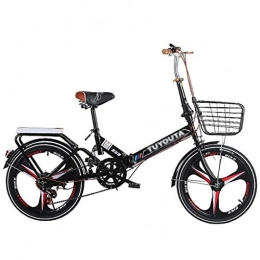 Folding Bikes Folding Bike Folding Bikes Folding Bicycle Adult Men And Women Shock Absorber Bicycle Teenager Students Ordinary Bicycle High Carbon Steel Frame Comfortable Bicycle (Color : Black, Size : 20inches)