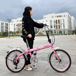 Folding Bikes Folding Bike Folding Bikes Folding Bicycle Children Men And Women 20 Inch Folding Bicycle Student Leisure Light Bicycle Adult Speed Shift Bicycle Handle Folding Lock (Color : Pink, Size : 20inches)