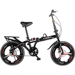 Folding Bikes Folding Bike Folding Bikes Men And Women Adult Ultra Light Portable Bicycle Speed Double Disc Brakes Shocking Bicycle 20 Inch Carbon Steel Frame Outdoor Riding Folding Bicycle (Color : Black, Size : 20inches)
