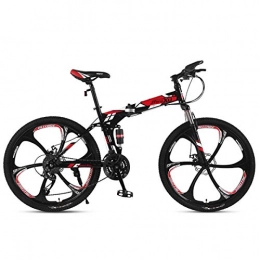 WEHOLY Folding Bike Folding Mountain Bike 21 / 24 / 27 Speed Steel Frame 24 Inches 3-Spoke Wheels Suspension Folding Bike, 3, 27speed