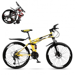 DGHJK Folding Bike Folding Mountain Bike Adult, 24 Inch Double Shock Absorption Off-Road Variable Speed Racing Car, Fast Bike for Men and Women 21 / 24 / 27 / 30 Speed, Spoke Terms