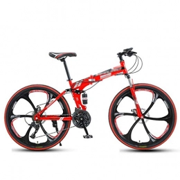  Folding Bike Folding Mountain Bike Adult Variable Speed Bicycle 24 inch Shock Absorption Male and Female Student Bicycles are Comfortable and Durable with Long Service Life, Quick release