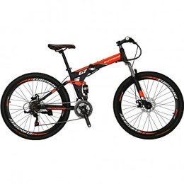 CXSMKP Folding Bike Folding Mountain Bike Full Suspension 27.5-Inch 21 Speed Disc Brake Mens Bicycle for Adult Teens, High Carbon Steel, Lightweight