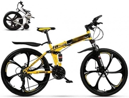 klt Bike Folding Mountain Trail Bike for Men Women 21 Speed Double Damping Bicyclefor Adults Student 26-Inches Wheels Dual Disc Brake Folding Road Bike Bicycle Fold up Travel Outdoor Bike MTB-Yellow