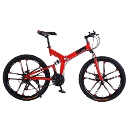 GAOTTINGSD Folding Bike GAOTTINGSD Adult Mountain Bike Bicycle Mountain Bike Adult MTB Foldable Road Bicycles For Men And Women 26In Wheels Adjustable Speed Double Disc Brake (Color : Red2, Size : 21 Speed)