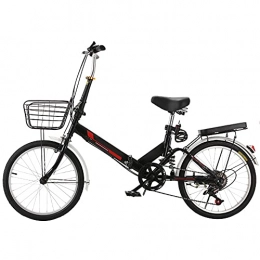 GWXSST Folding Bike GWXSST Mountain Bike Folding Bike Lightweight And Stylish, Variable Speed Bicycle, Shock Absorbing, With Back Seat And Basket, Running On The Highway, White C