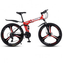 GXQZCL-1 Folding Bike GXQZCL-1 Hardtail Mountain Bike, Steel Frame Folding Bicycles, Dual Suspension and Dual Disc Brake, 26inch Wheels MTB Bike (Color : Red, Size : 24-speed)