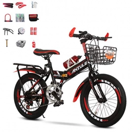 HBHHB Bike HBHHB Folding Kids Bike 6 Speed Bicycle Widen Anti-Skid Tires Cycle Quick Fold Can Bear 150Kg with Rear Rack High-Carbon Steel Frame with Accessories, Red