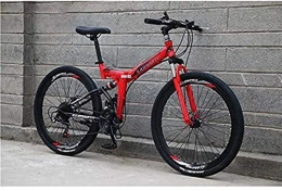 HCMNME Bike HCMNME durable bicycle Folding Mountain Bike Bicycle for Men Women, High Carbon Steel Frame, Full Suspension MTB Bikes, Dual Disc Brake Alloy frame with Disc Brakes