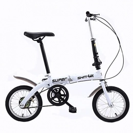 HEZHANG Bike HEZHANG Folding Bike, 14'' City Road Bikes, Front Rear V Brake Bicycle for Men Women, White